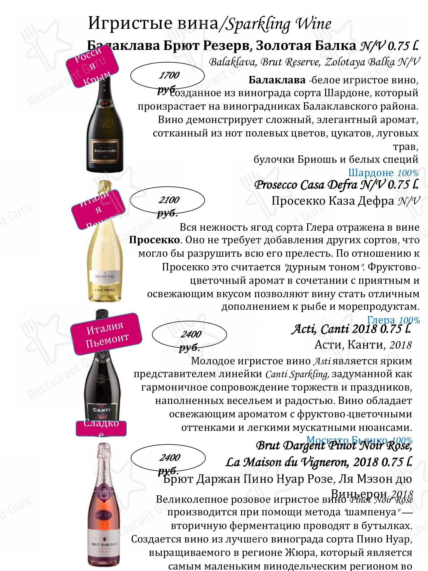 Взгляните на меню Черетто Мясо