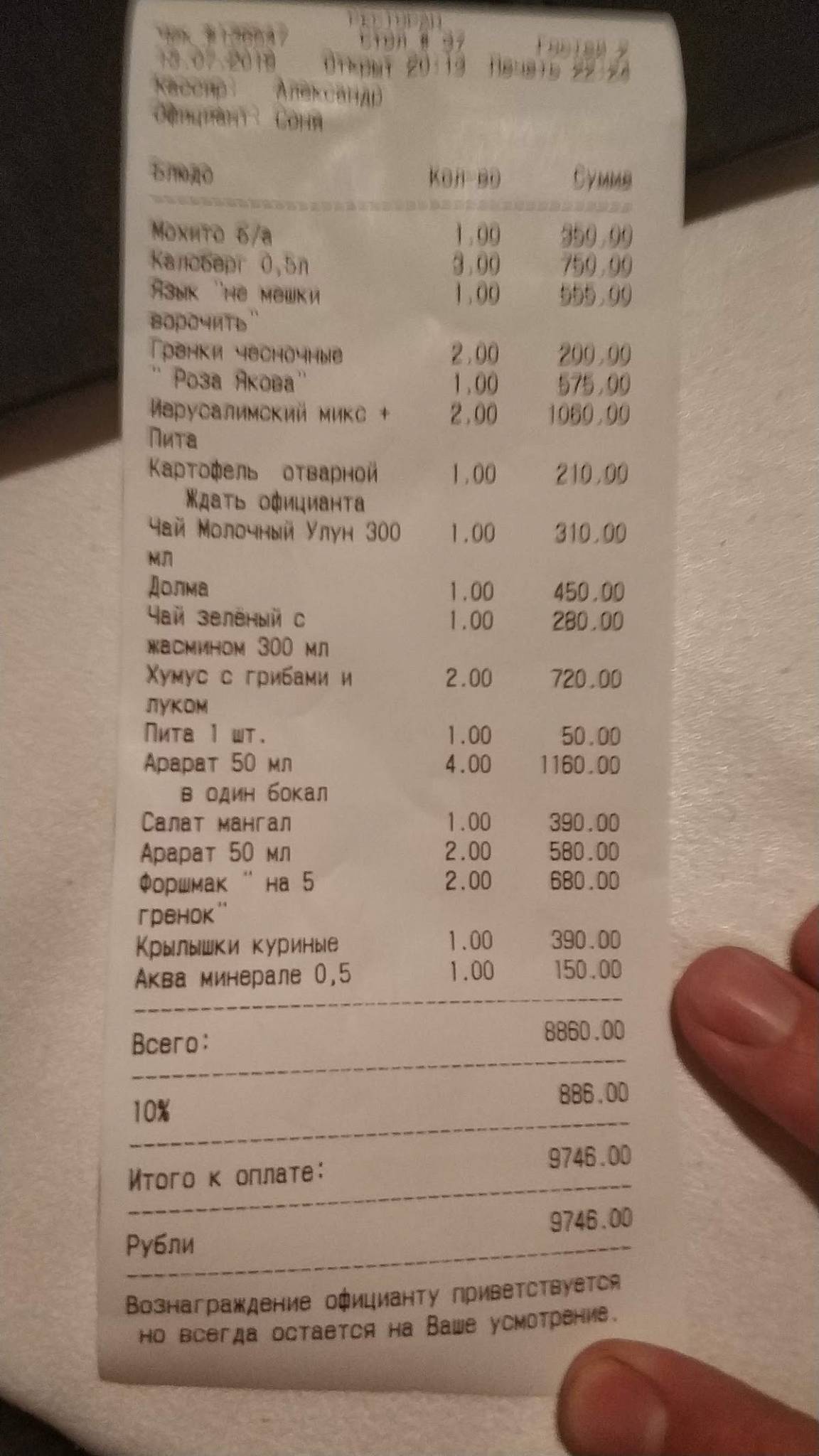 Шагал меню