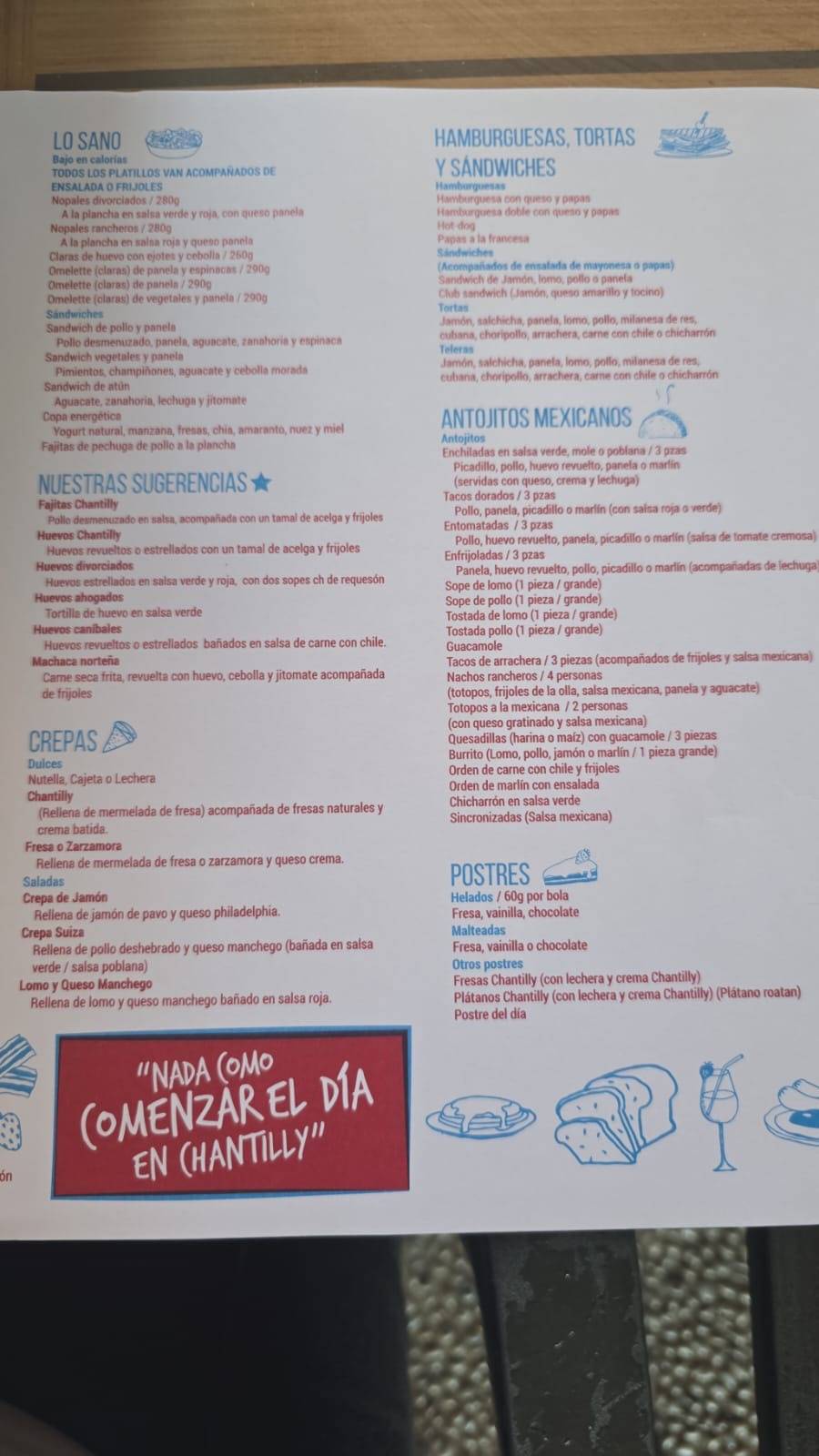 Chantilly Blvd Restaurante меню
