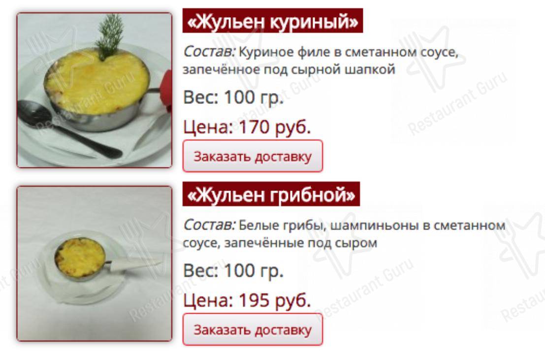 Меню для посетителей кафе Кафе-бар 