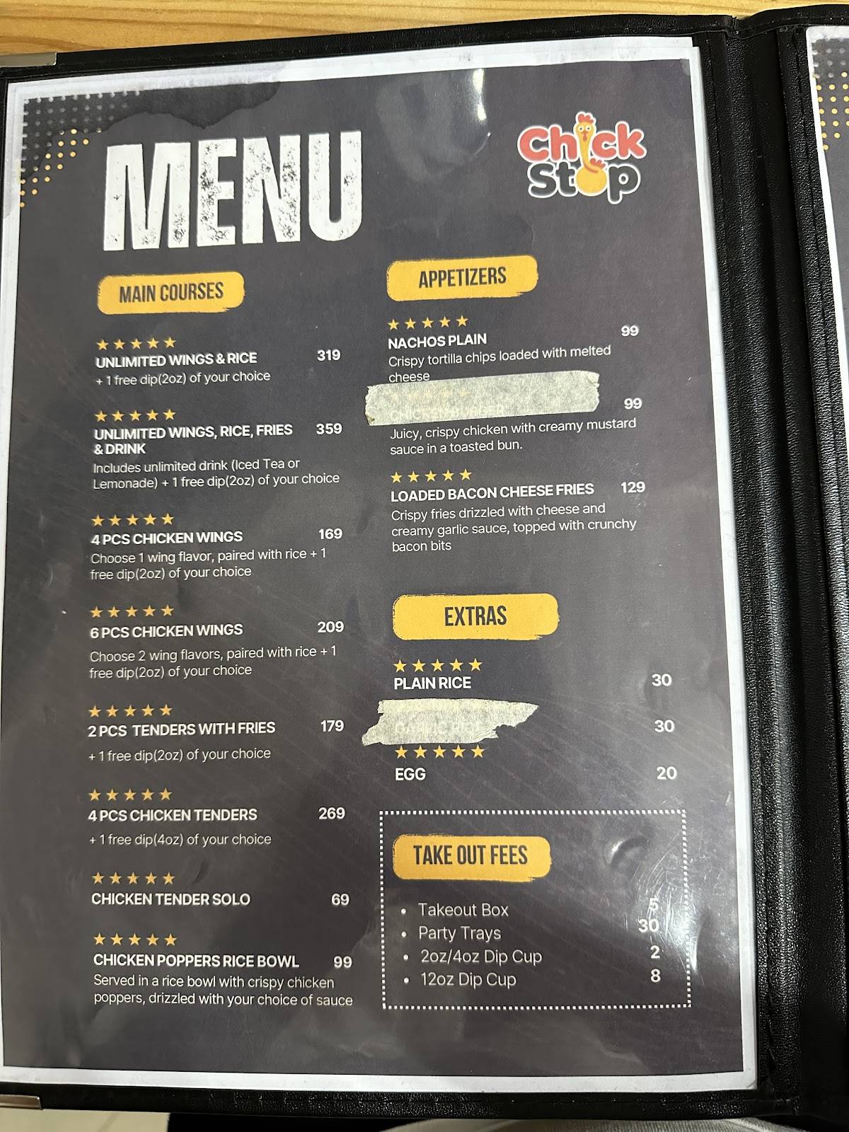 ChickStop меню