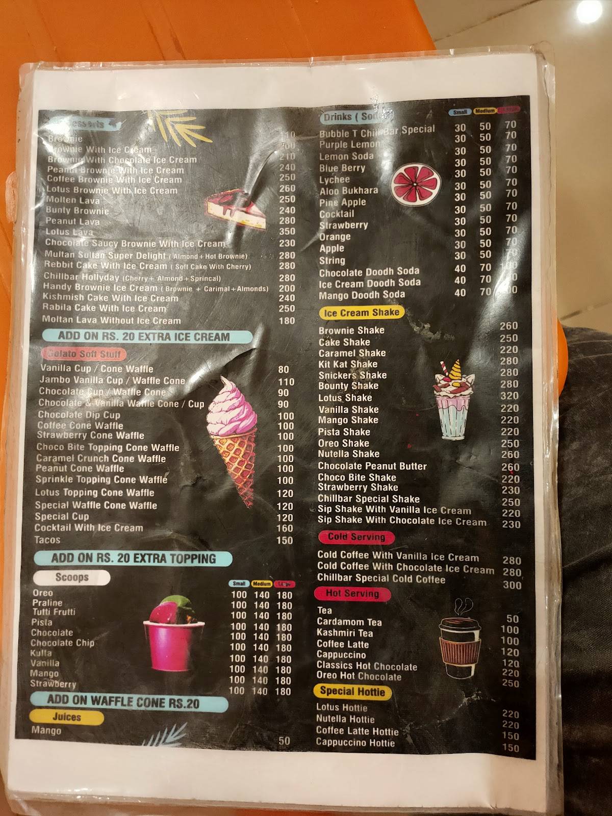 Chillbar меню