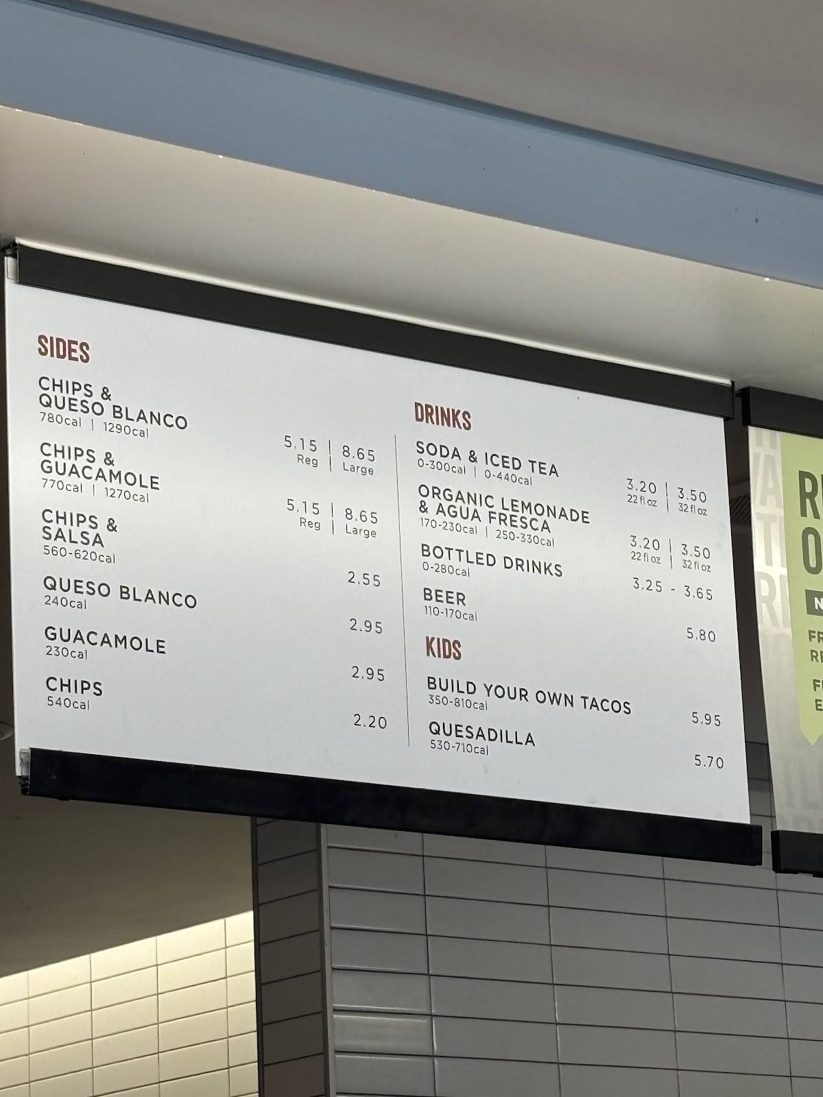 Chipotle Mexican Grill меню
