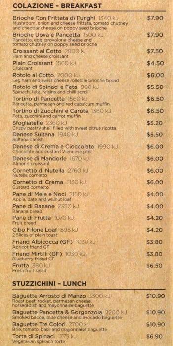 Cibo Espresso Torrensville меню