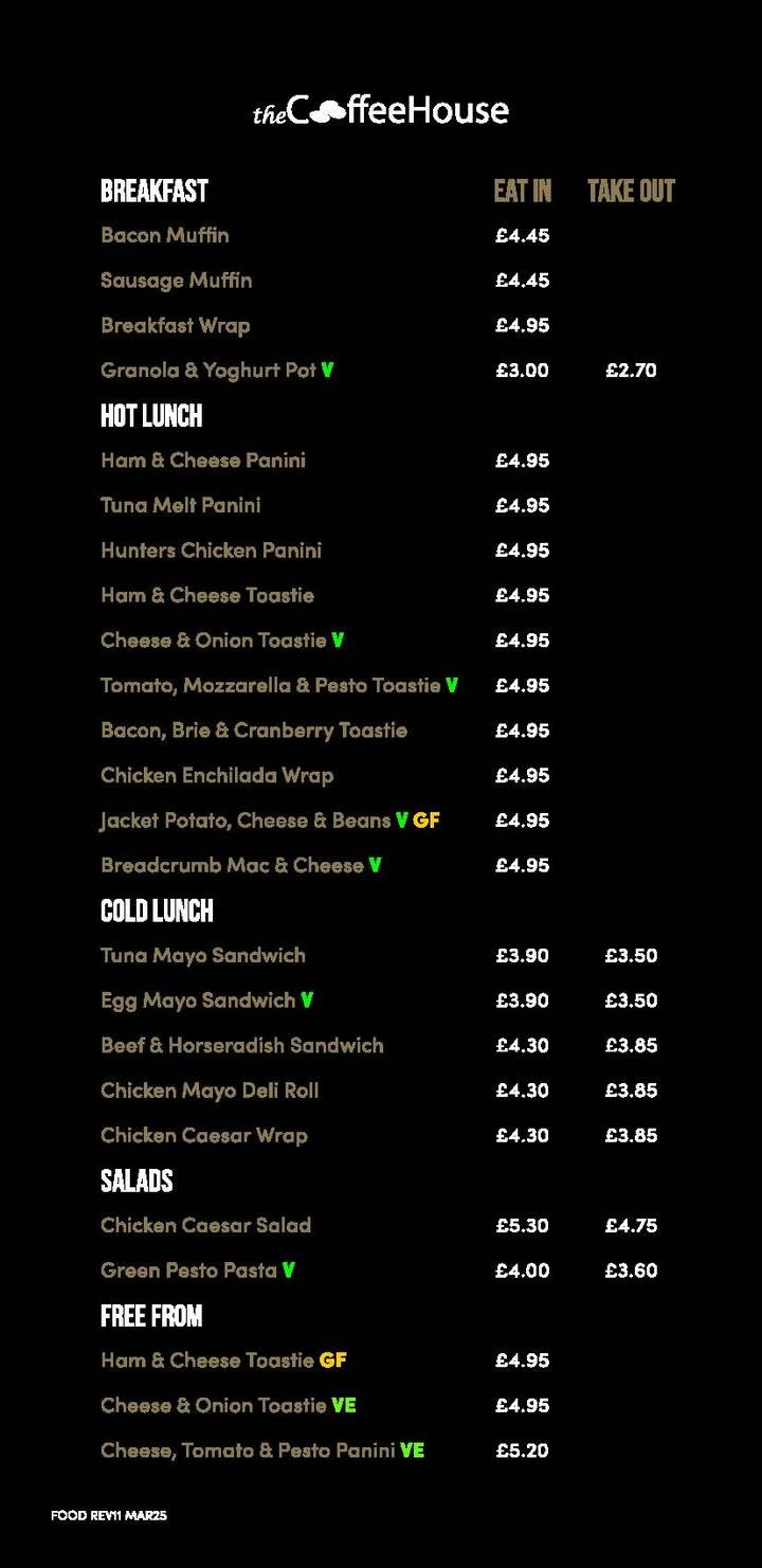 Coffee House Rochdale Riverside меню