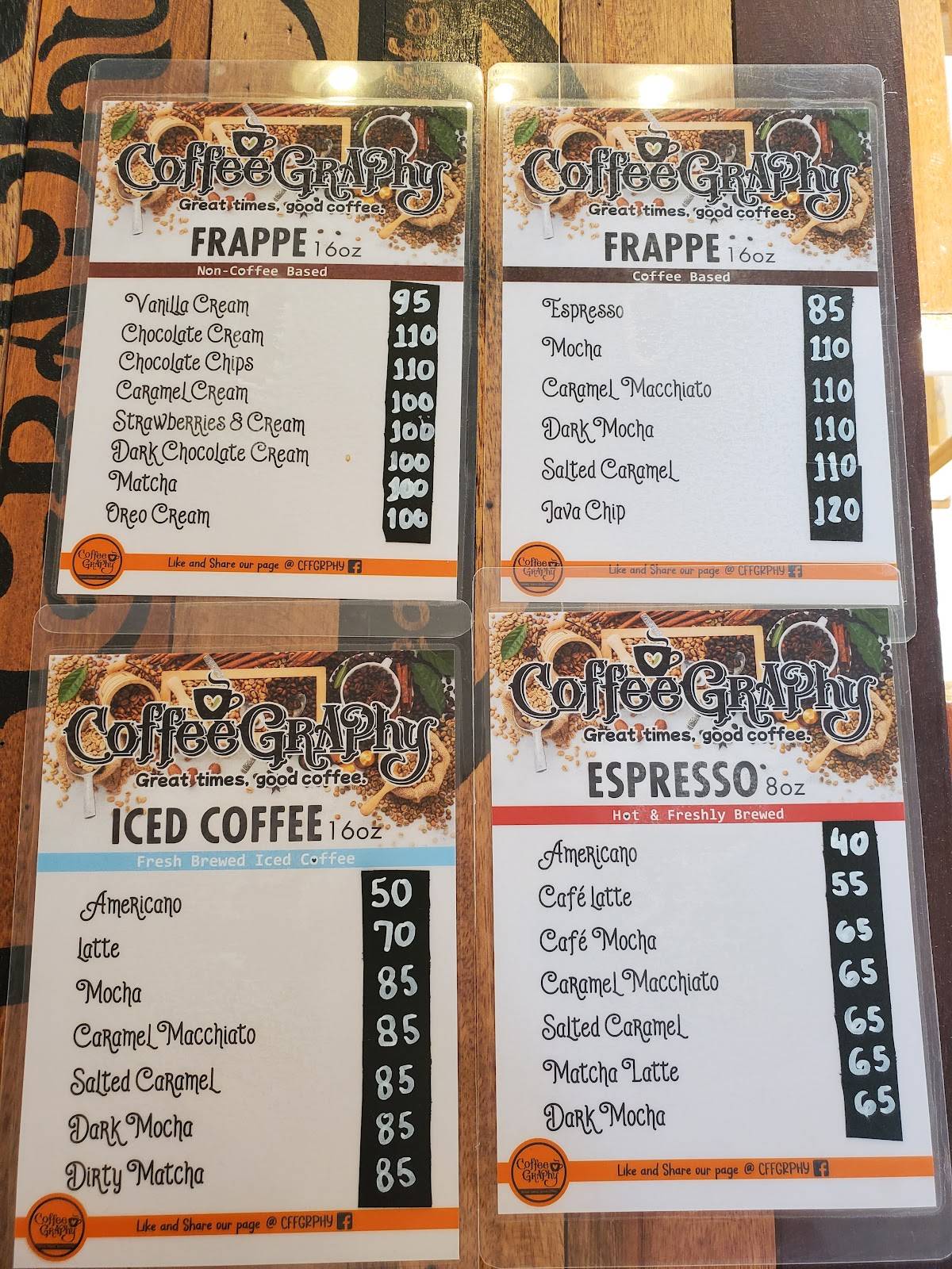 CoffeeGraphy меню