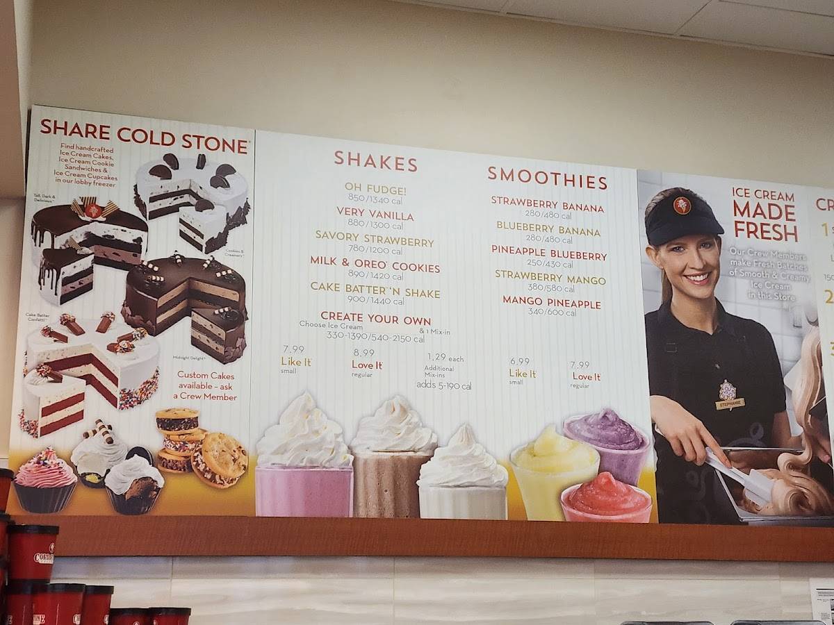 Cold Stone Creamery меню