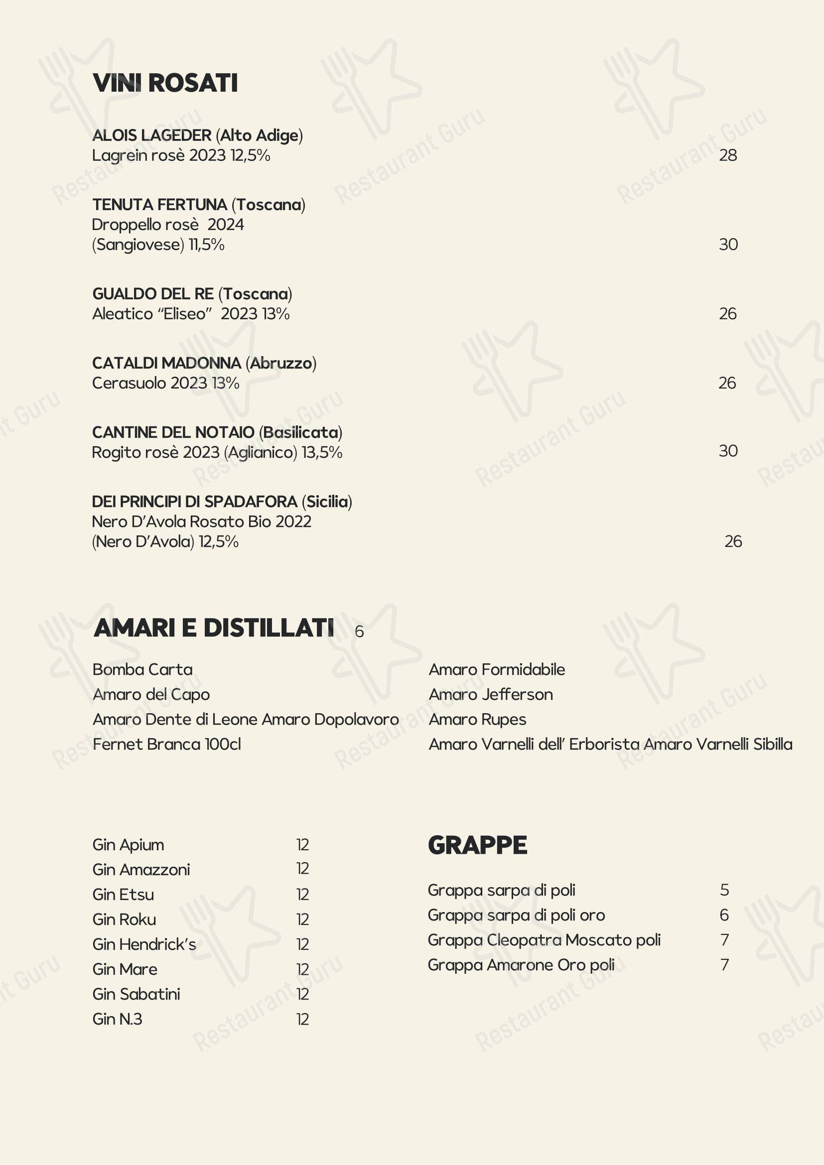Крафт меню ресторана Comus Locanda Conviviale в Риме