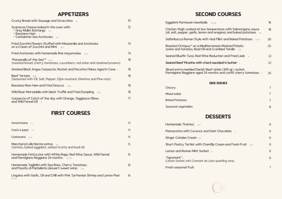 Comus Locanda Conviviale меню