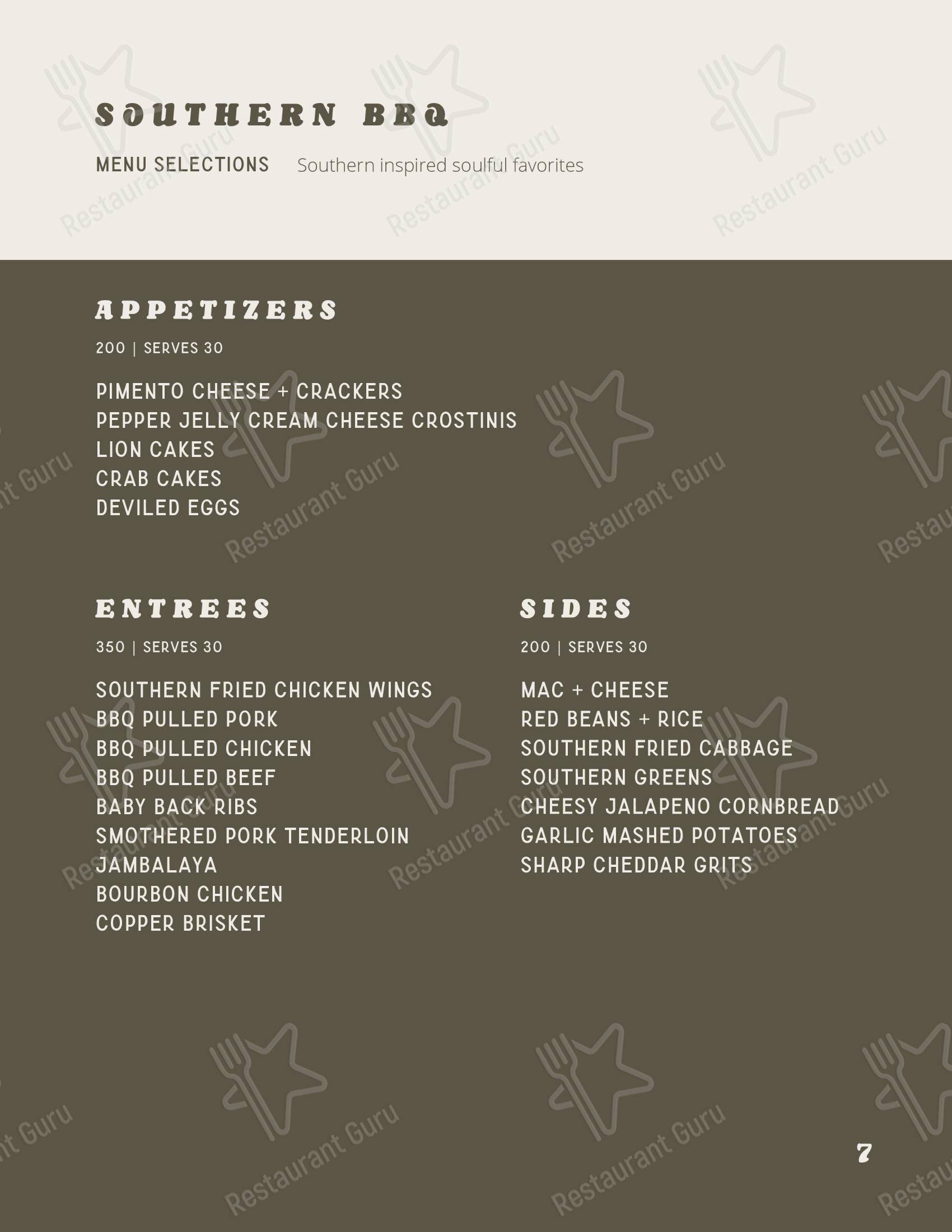 Lunch Menu ресторана Copper on King