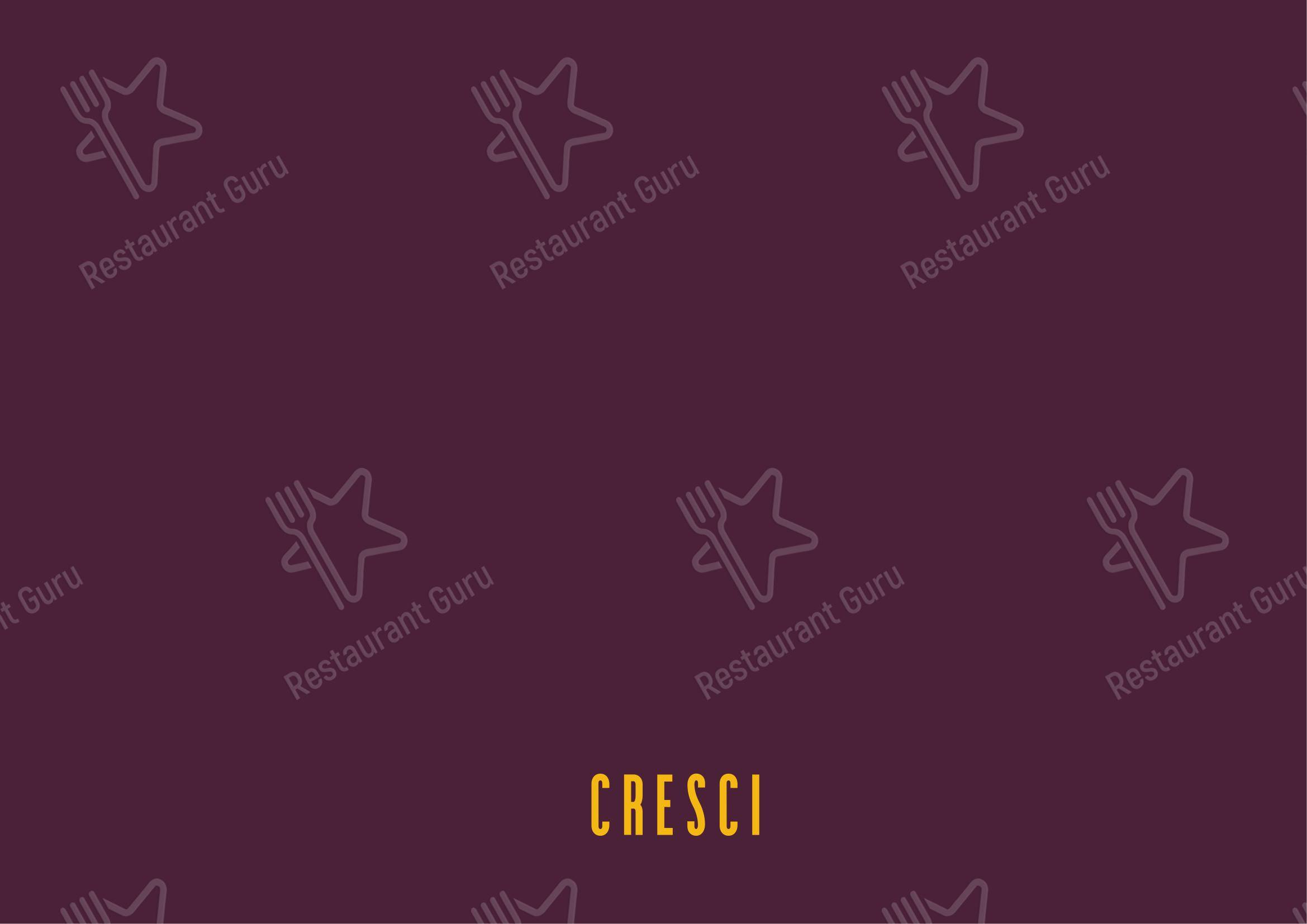 Меню паба и бара Cresci - Основное меню