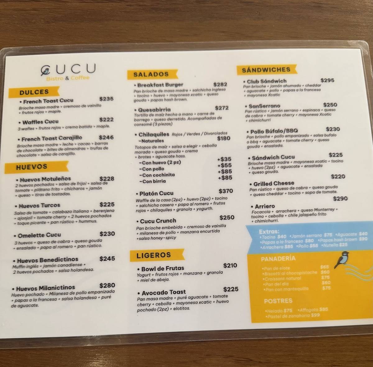 Cucu Bistro Norte меню