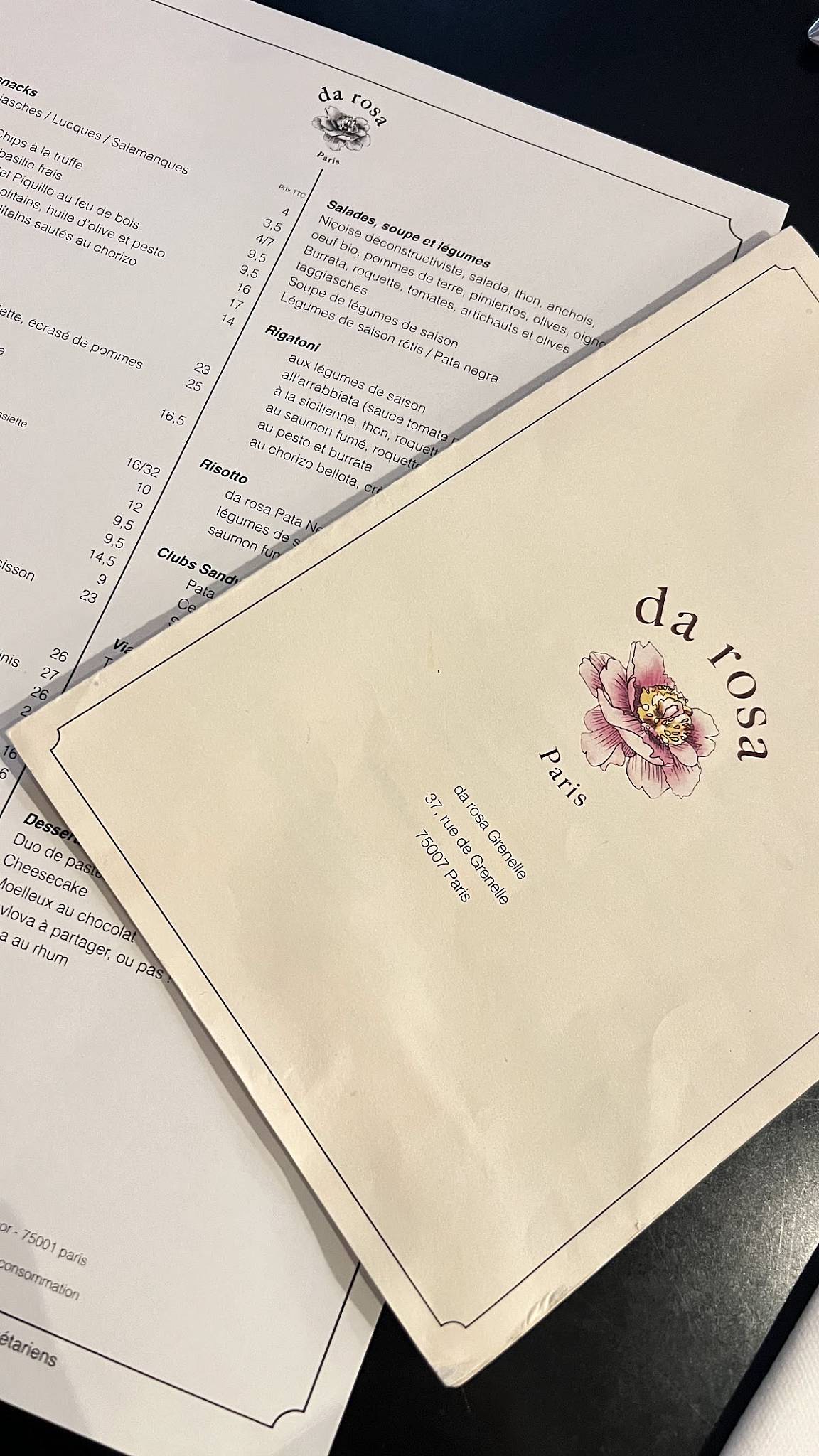 Da Rosa меню