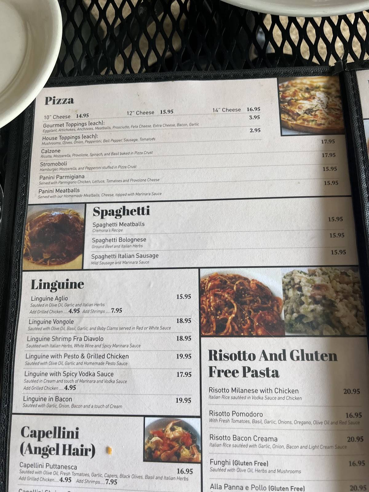 Cremona Bistro Italian Kitchen меню