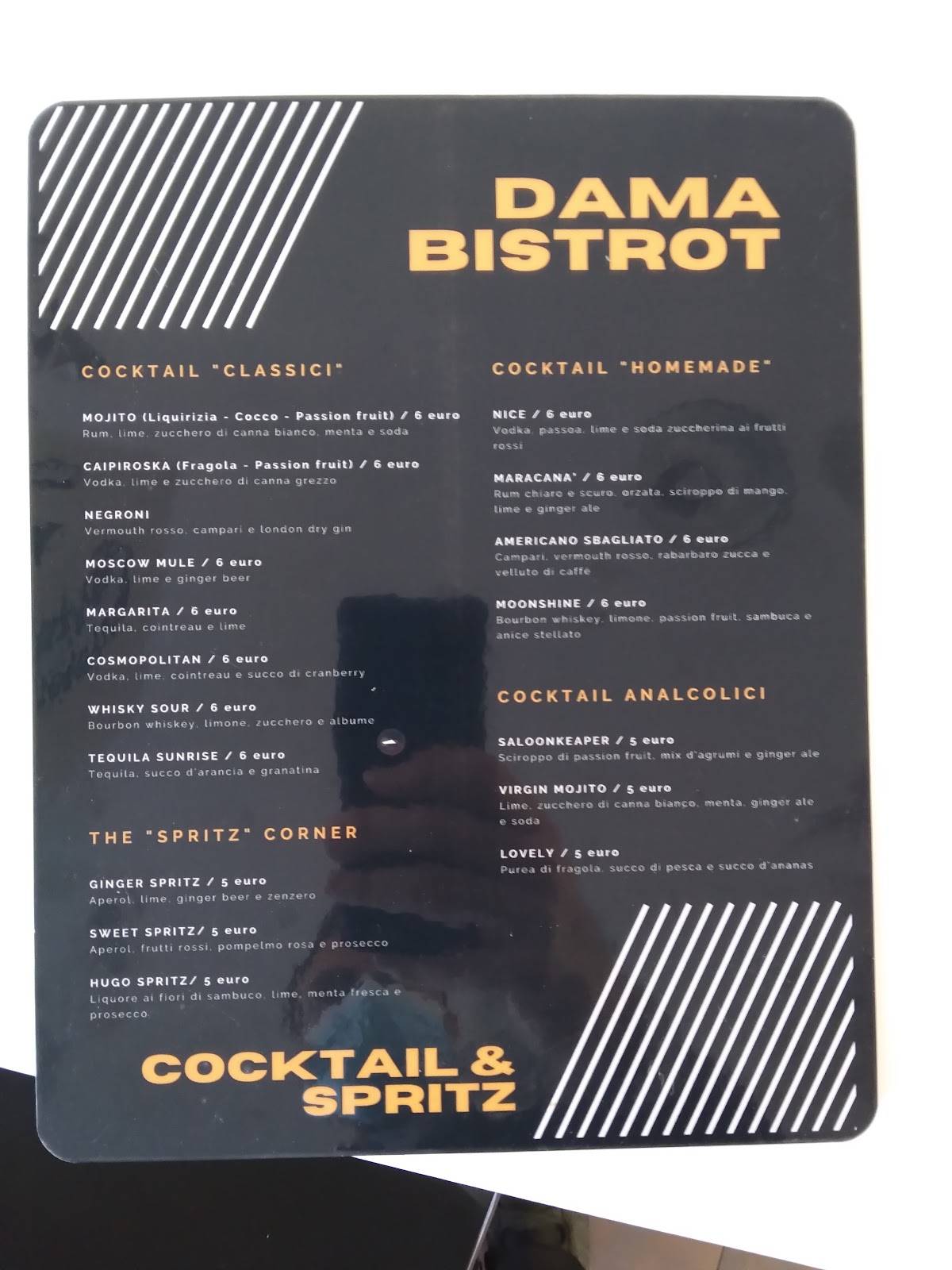 Dama Bistrot меню