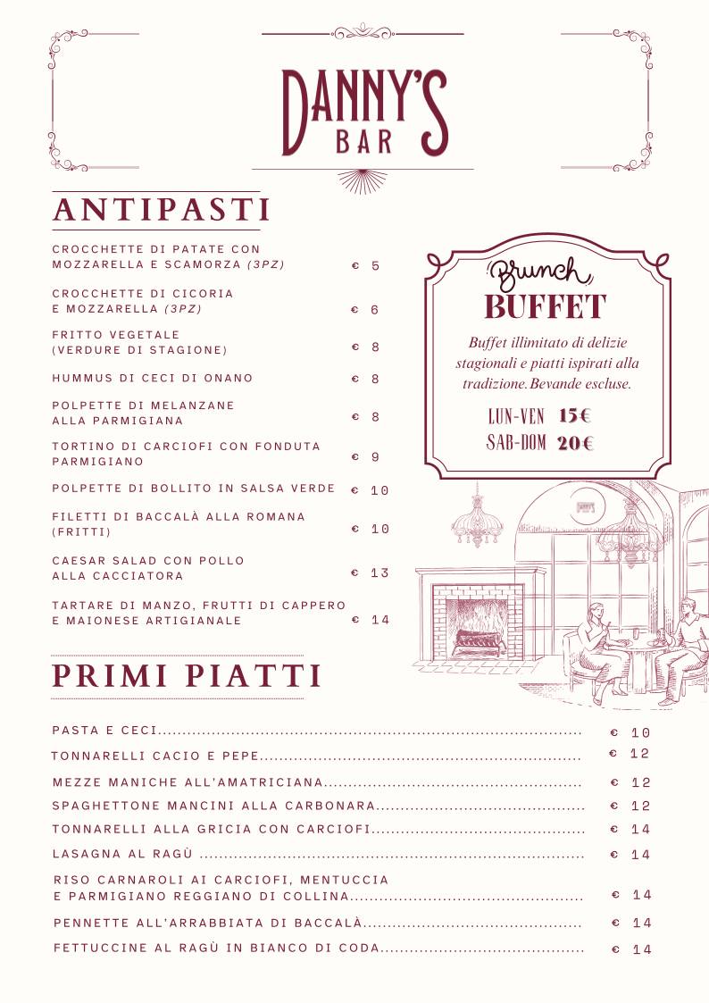Danny’s bar меню