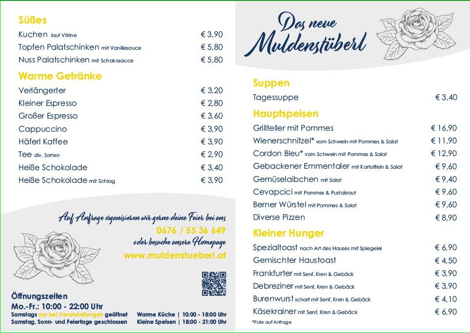 Das neue Muldenstüberl меню