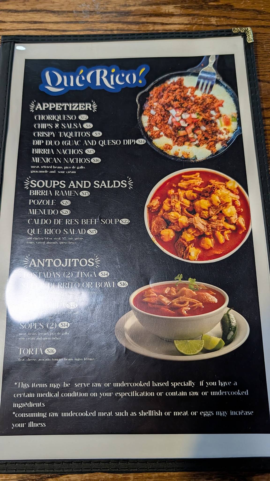 Qué Rico Mexican Restaurant меню