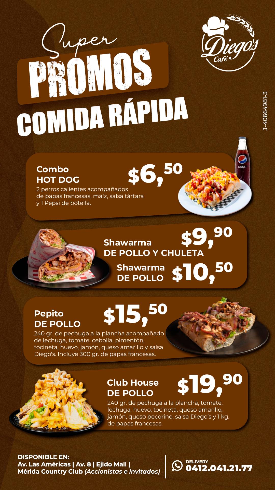 Diego's Café меню