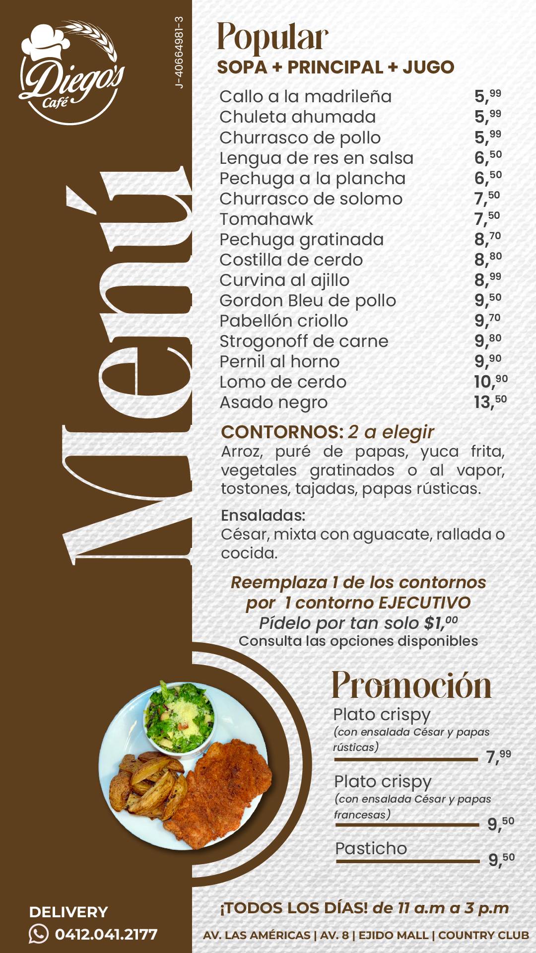 Diego's Café меню