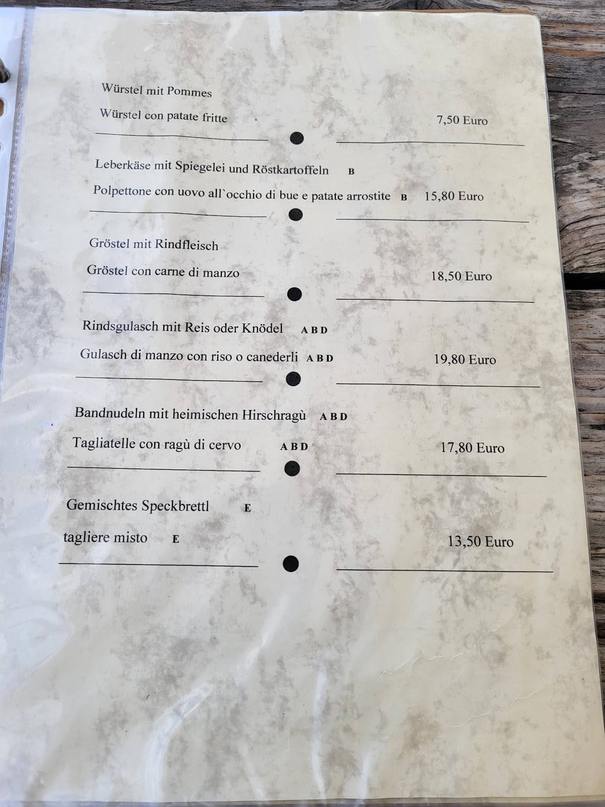 Eggerhof Ferienwohnungen & Hofschank меню