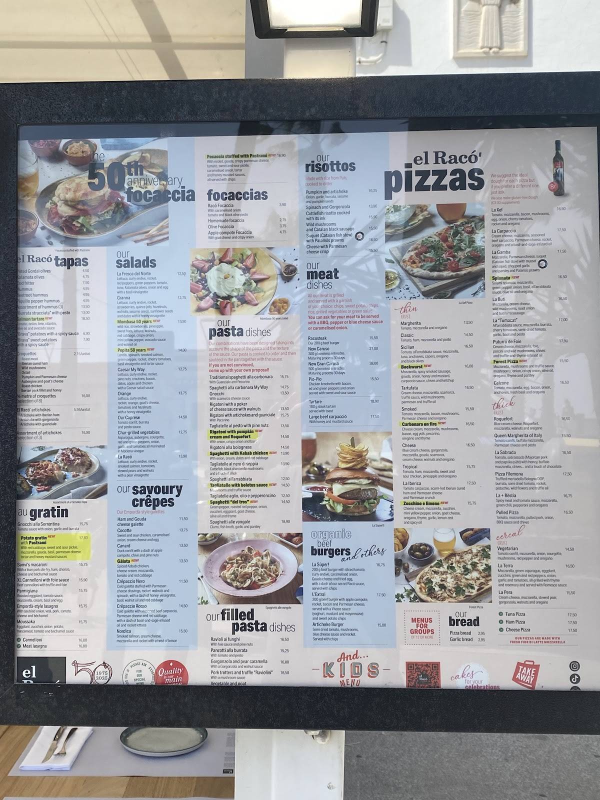 El Racó Sitges. Pizzeria Mediterránea меню