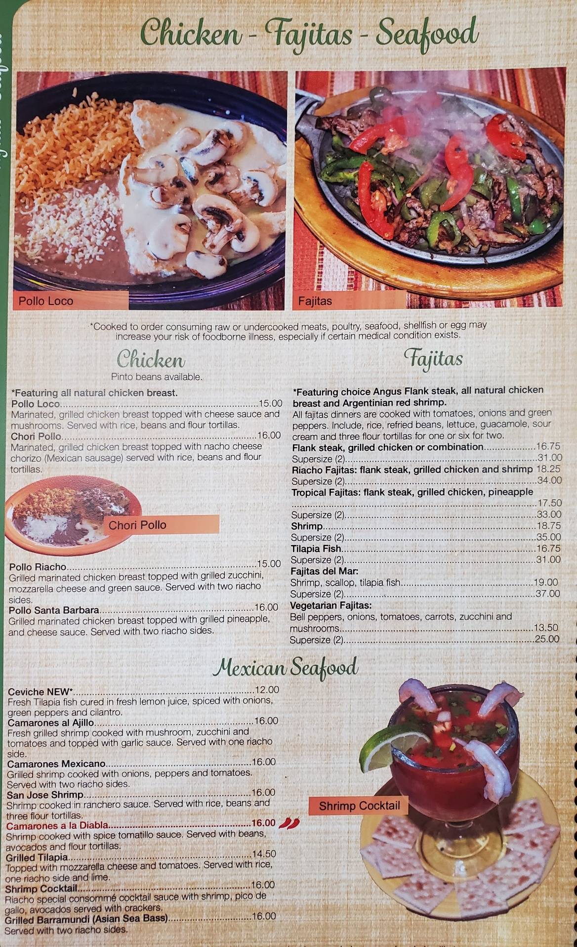 EL Riacho Mexican Restaurant меню