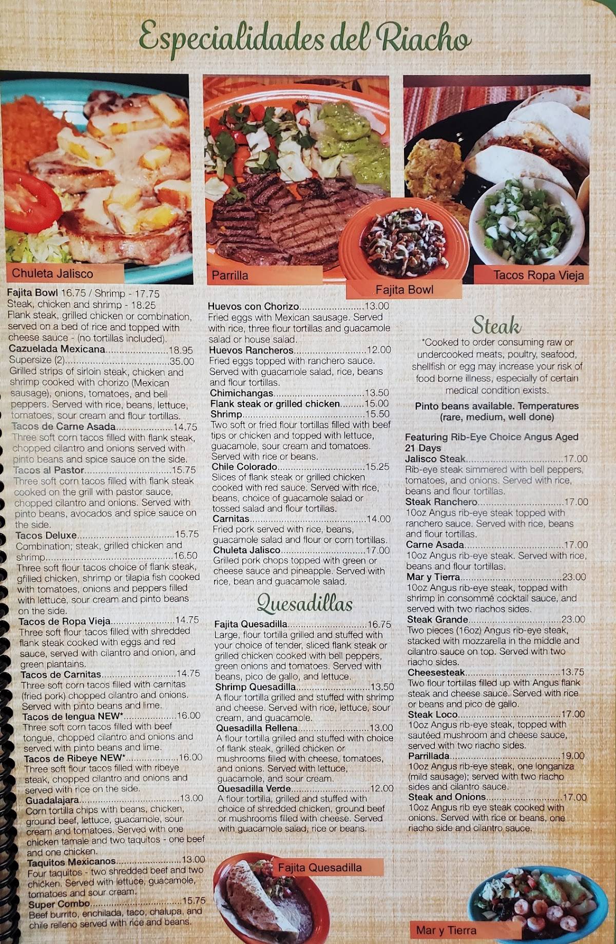 EL Riacho Mexican Restaurant меню