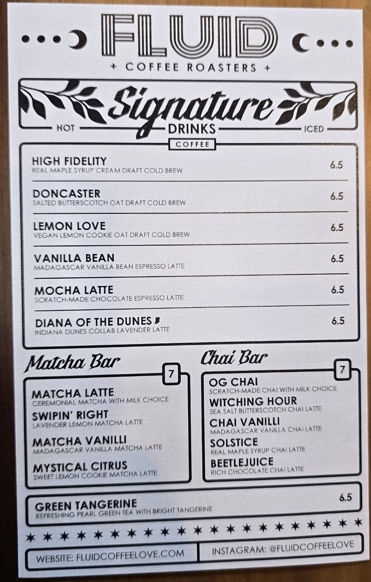 FLUID Coffee Roasters меню