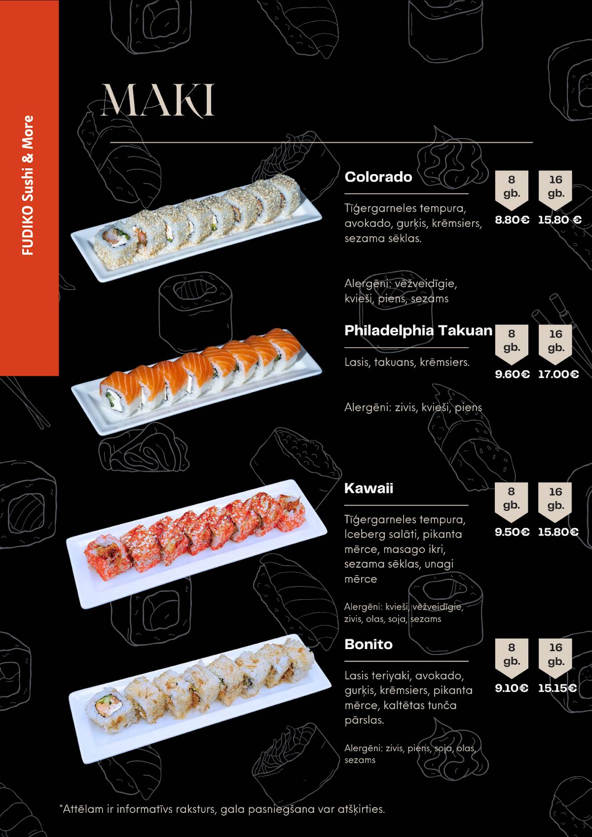 FUDIKO Sushi меню