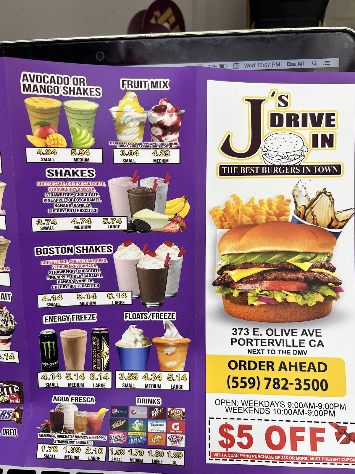 J's Drive-in меню