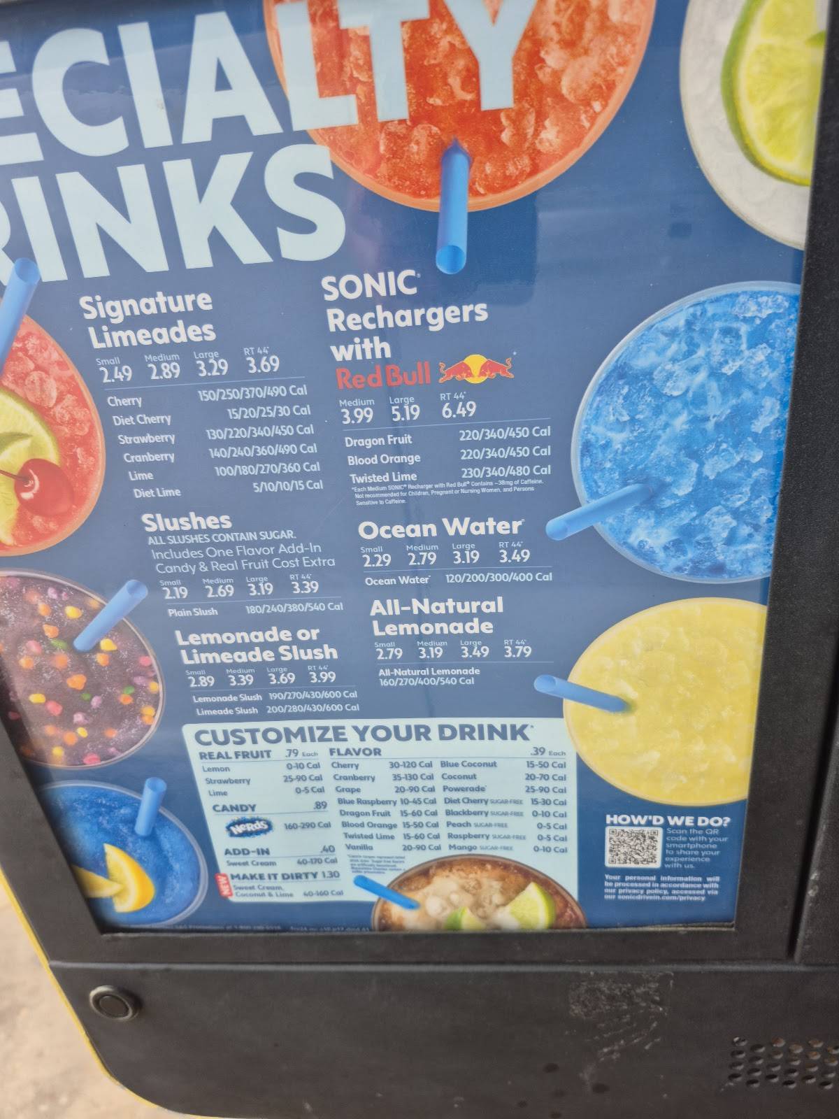 Sonic Drive-In меню