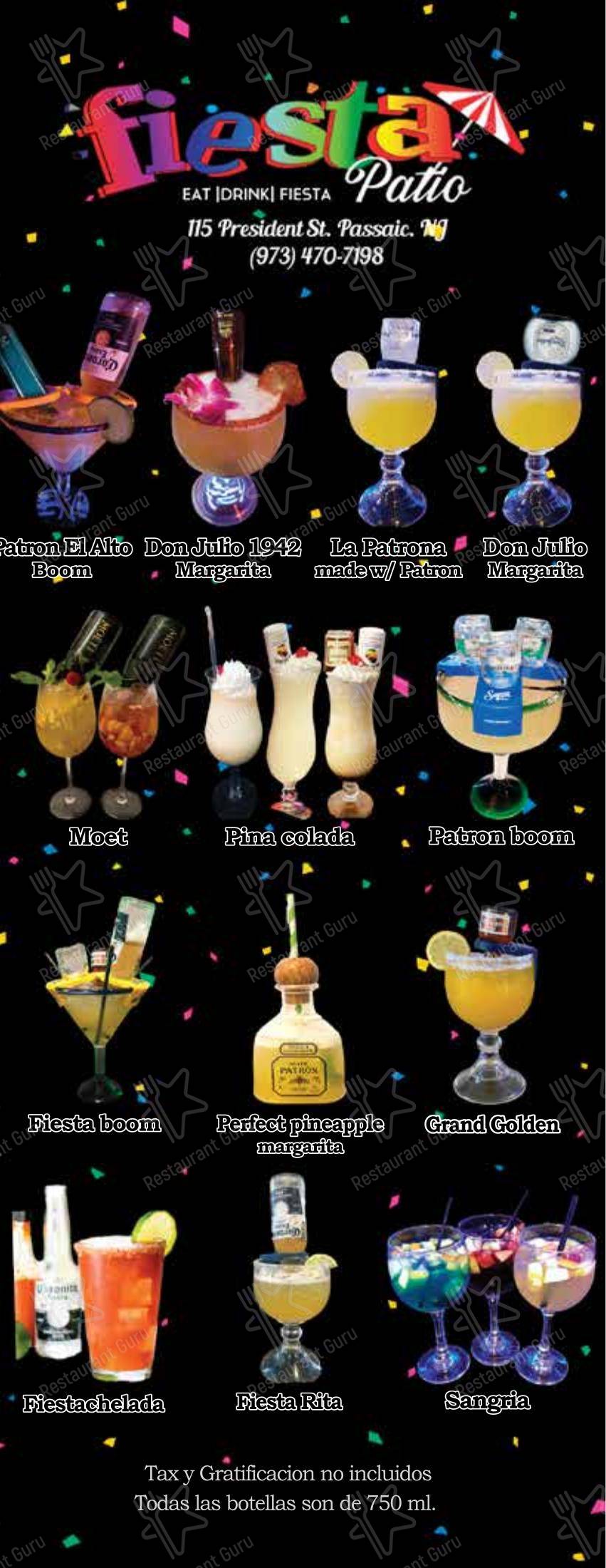 Меню клуба Fiesta Night Club & Restaurant в Пассаике