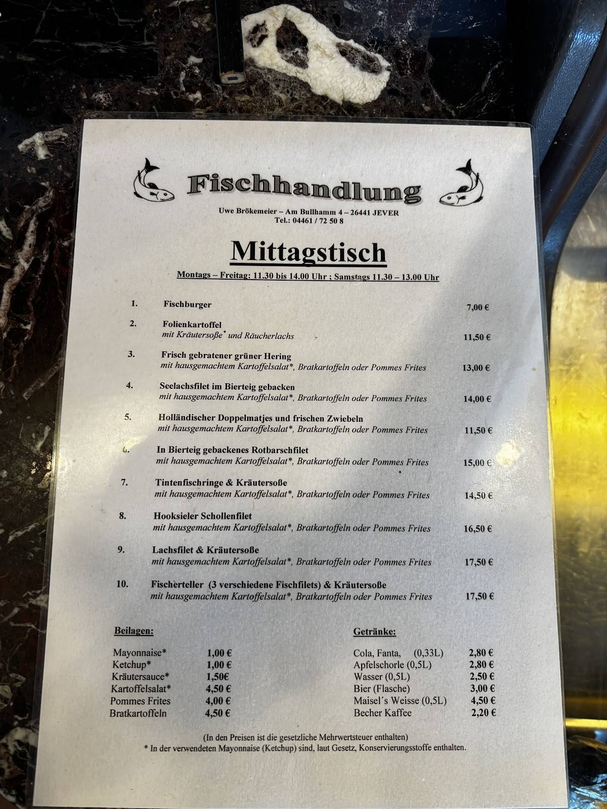Fisch - Räucherei Brökemeier меню