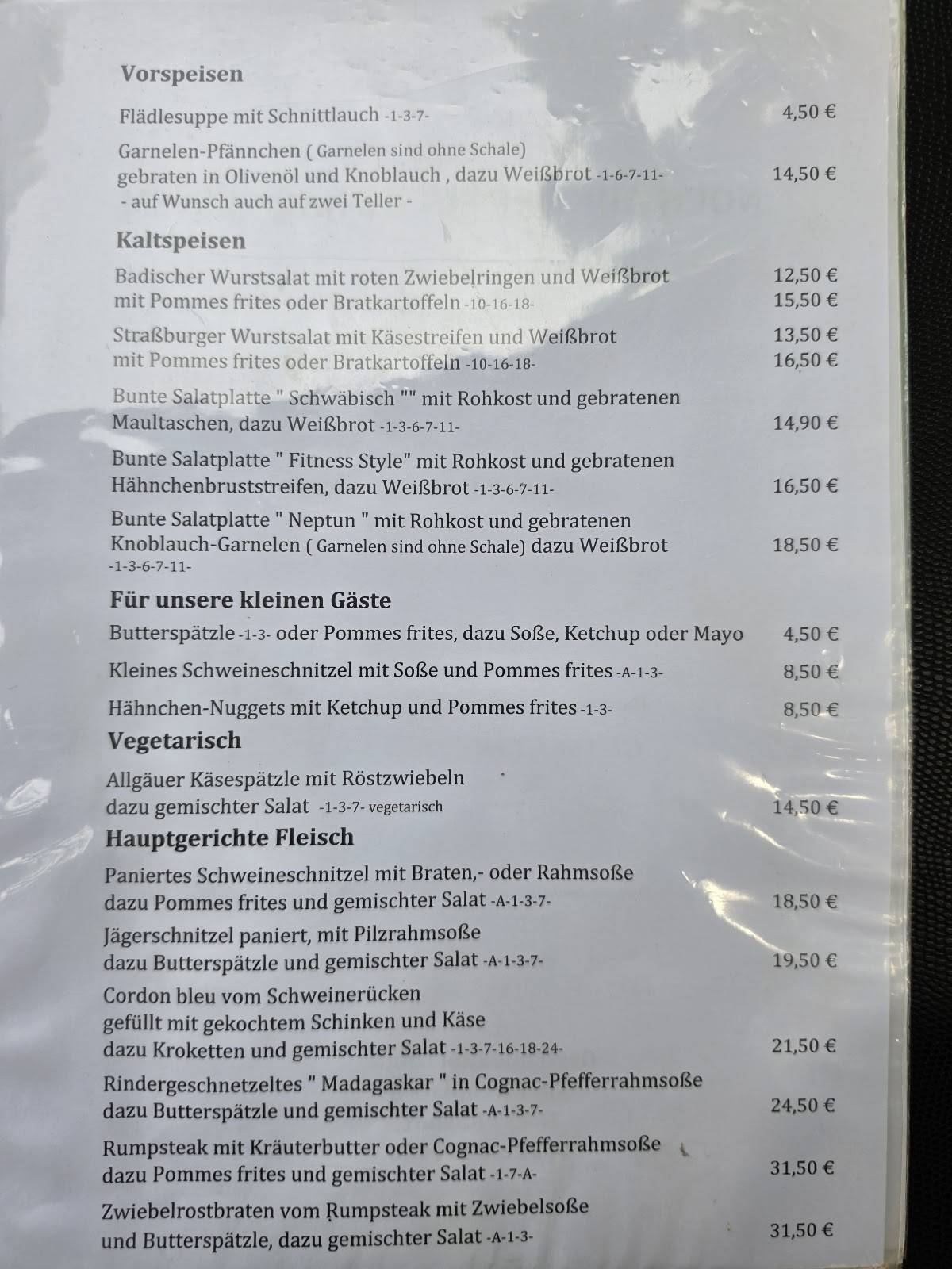 Gasthaus Lamm Ottersdorf меню