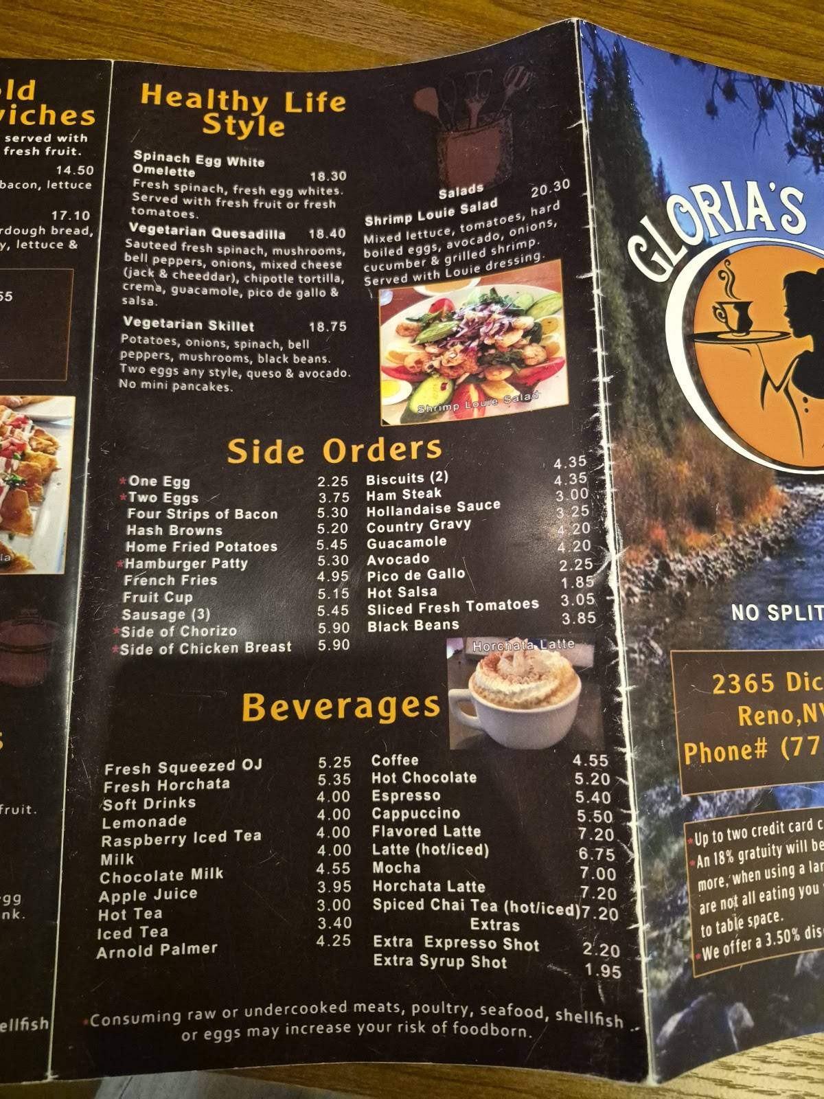 Gloria's Cafe меню