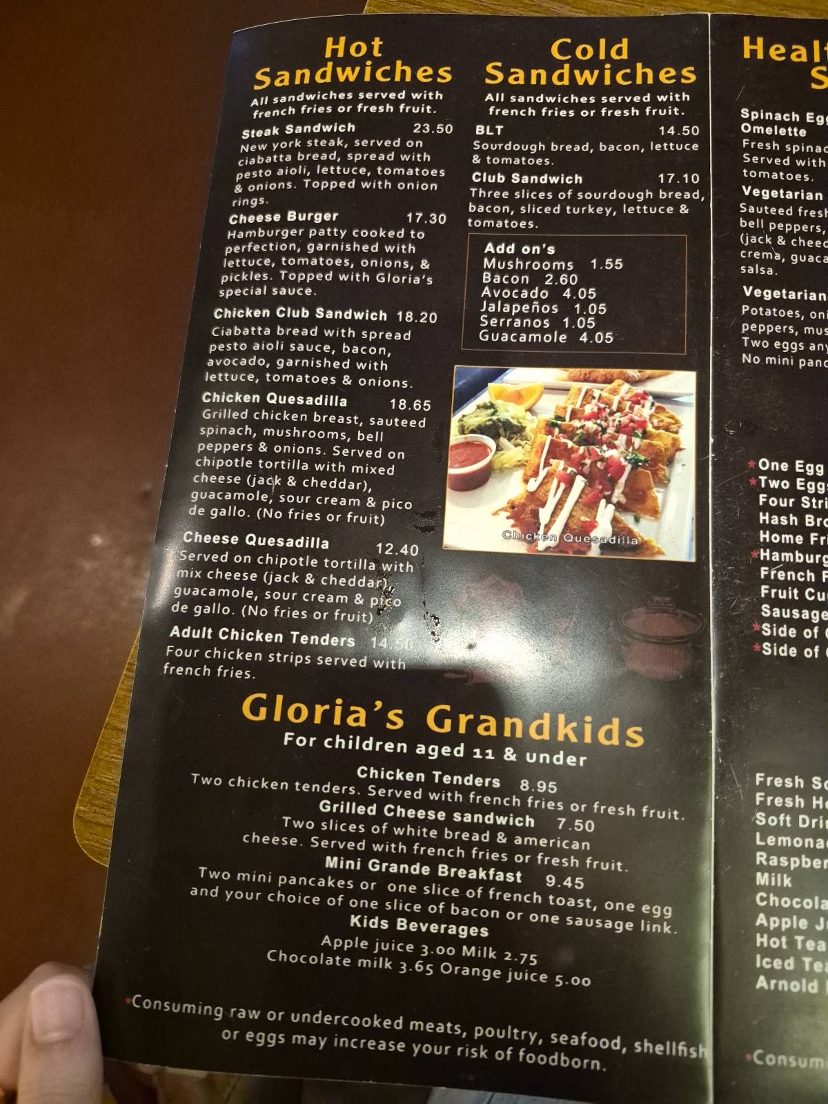 Gloria's Cafe меню