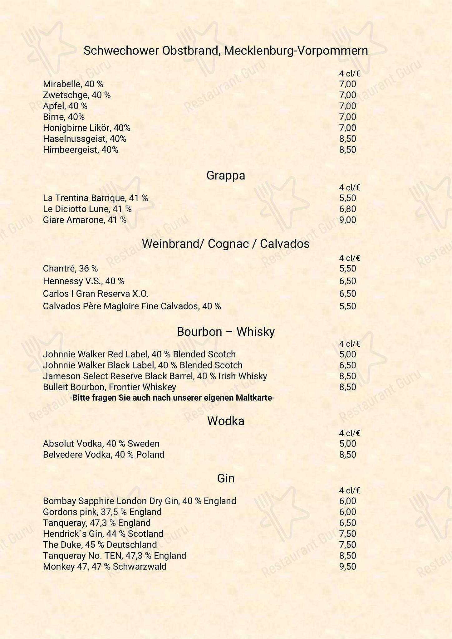 Dinner Menu Hotel Godewind