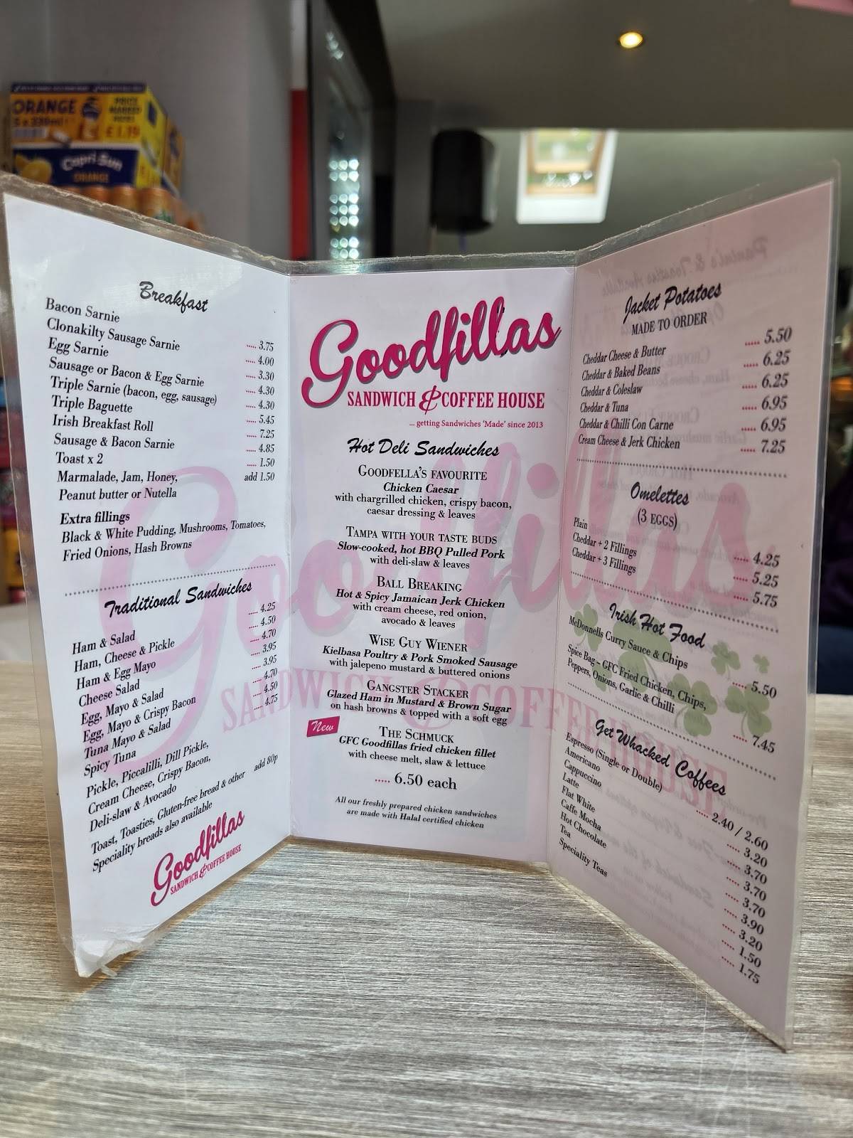 Goodfillas Sandwich & Coffee House. меню
