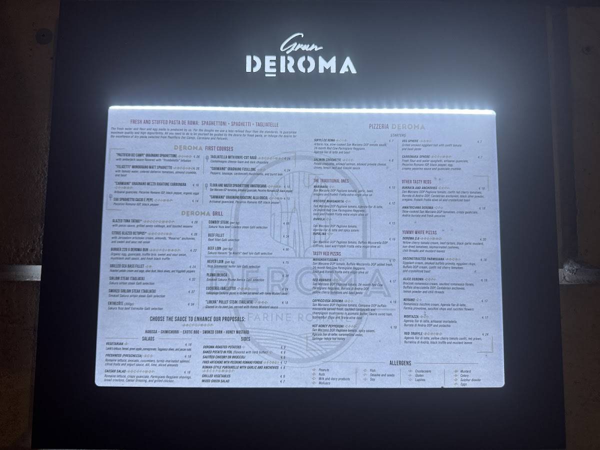 Gran Deroma меню
