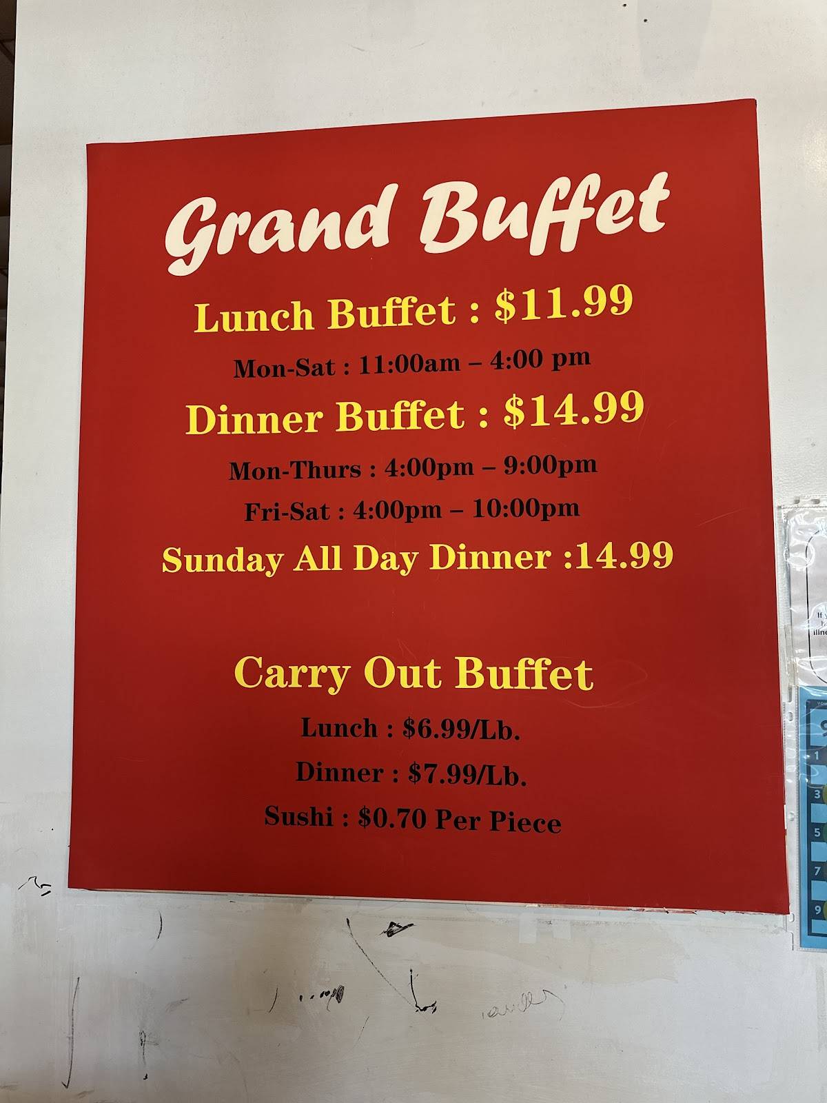 Grand Buffet меню