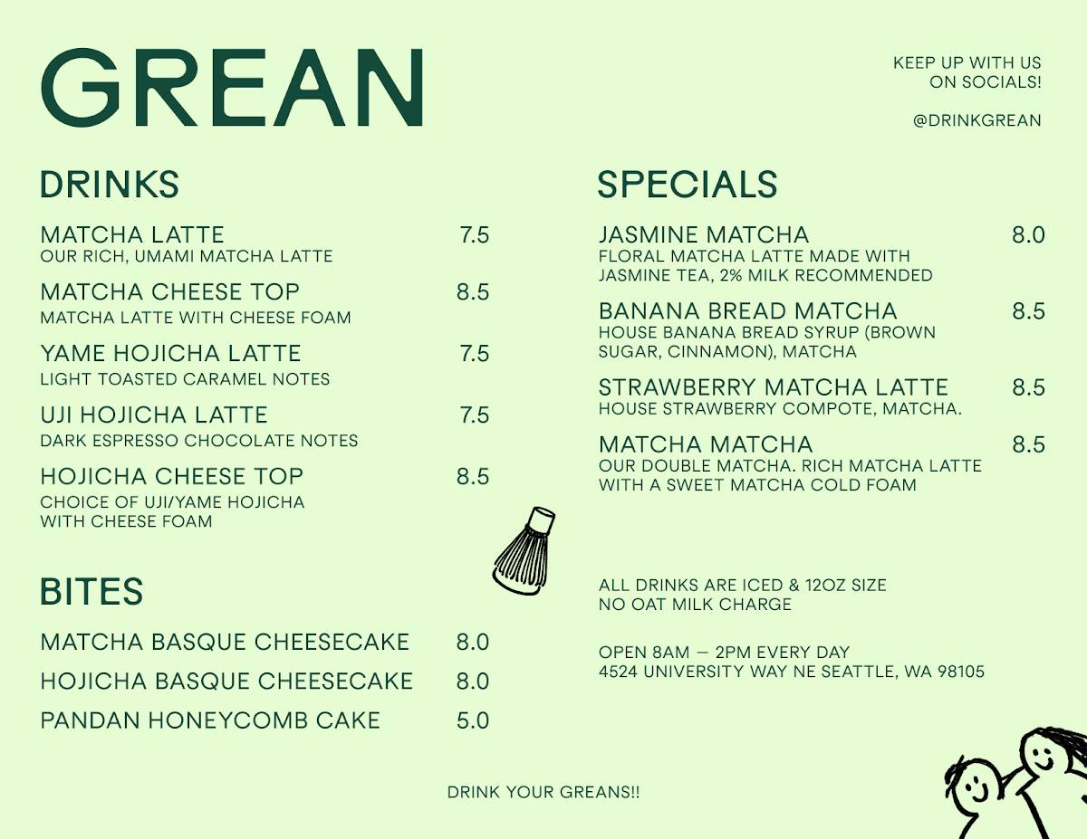 Grean Matcha меню