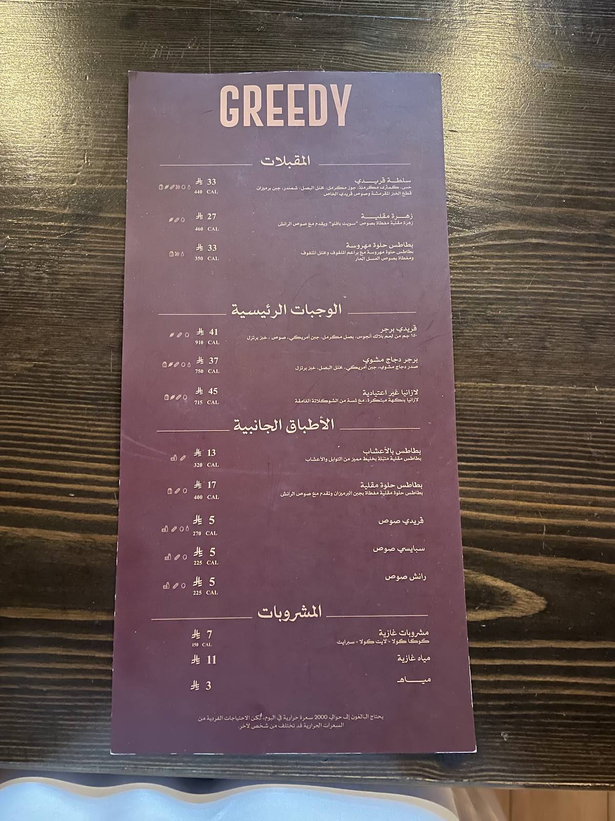 Greedy меню