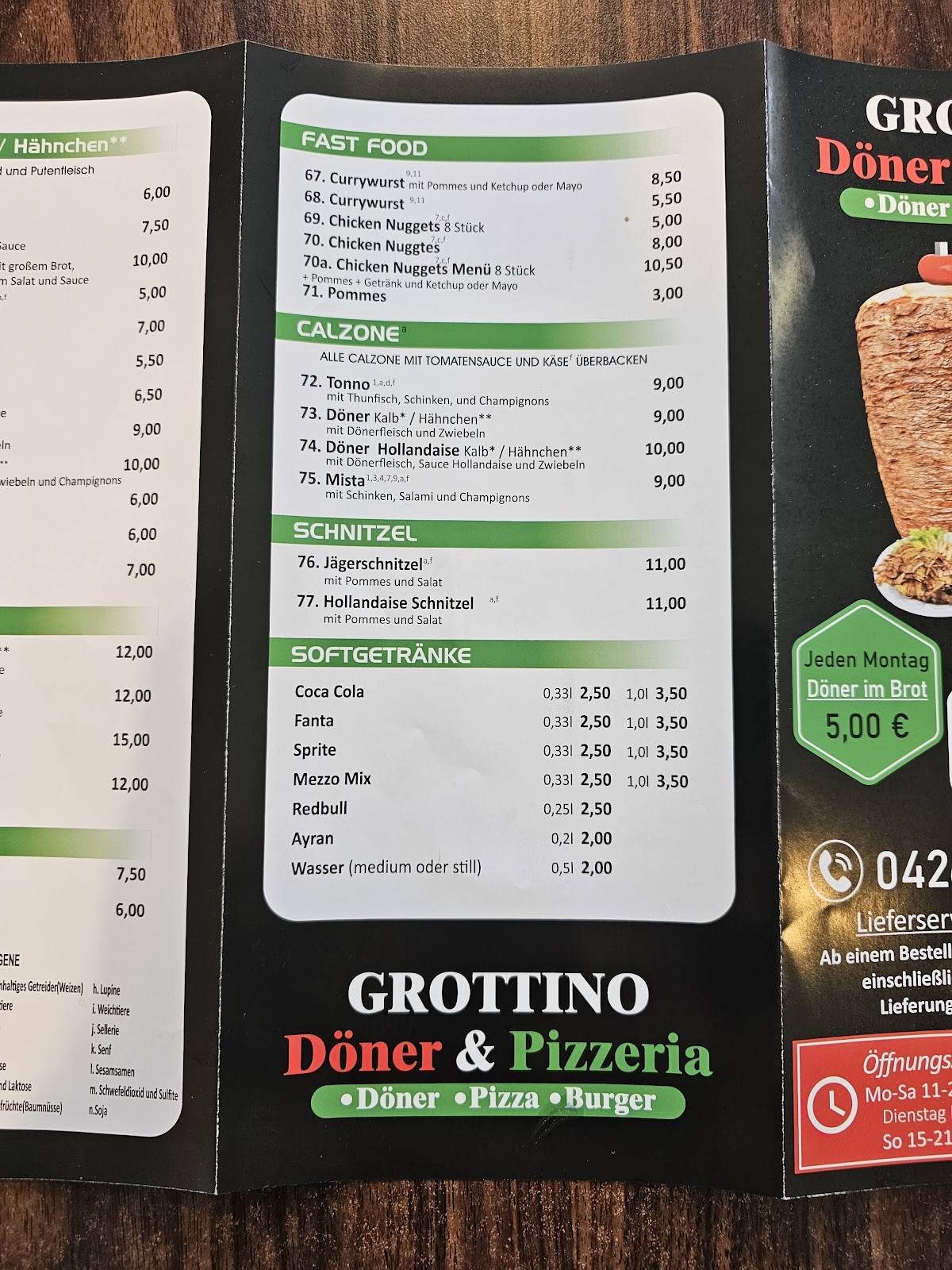 Grottino Döner & Pizza меню