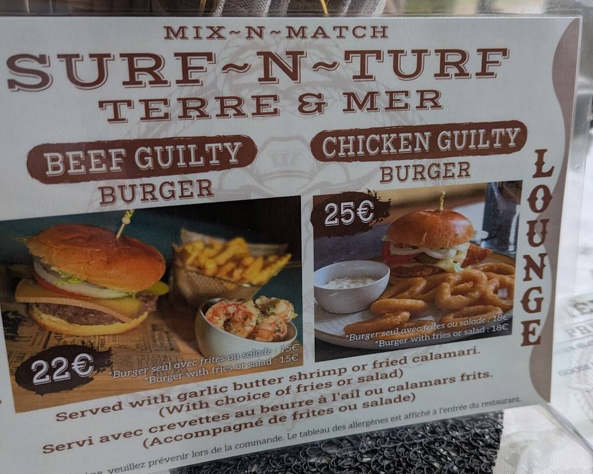 Guilty Lounge меню