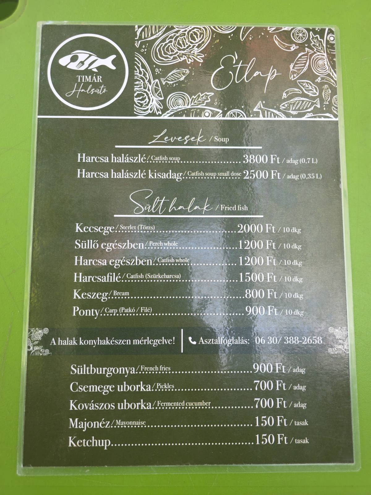 Halsütöde меню
