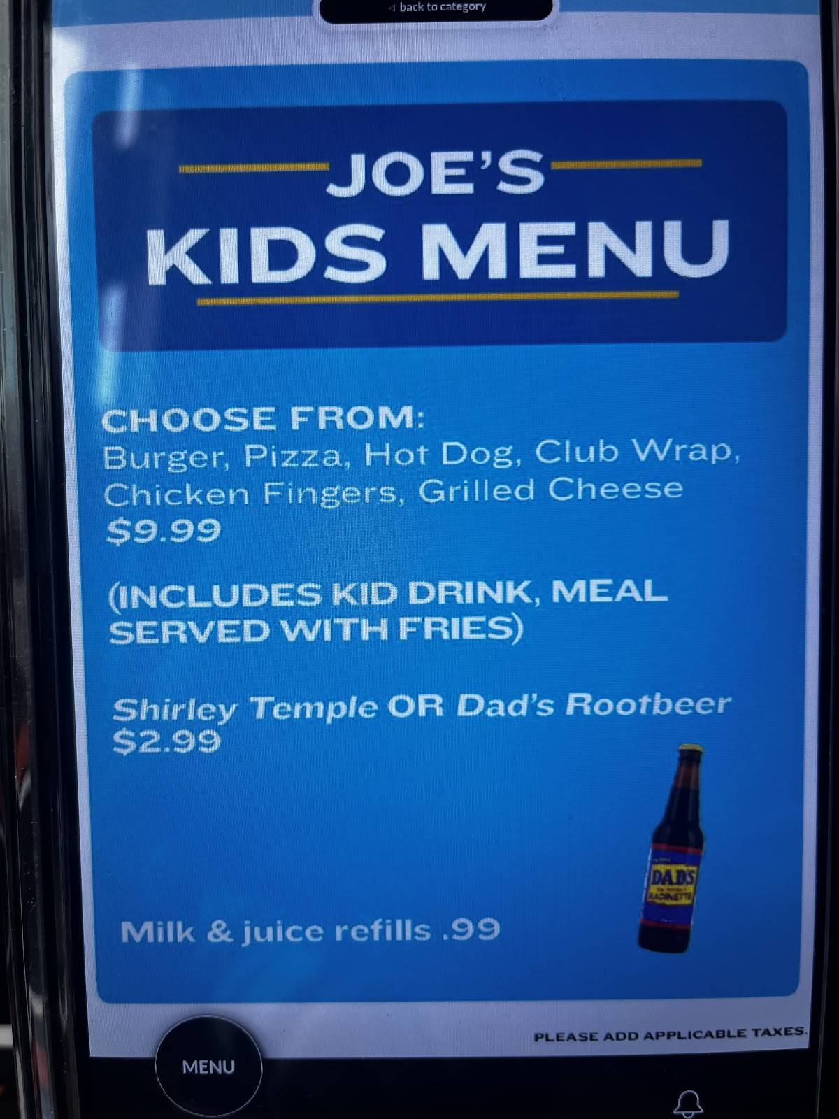 Joe Dog's Hamilton меню