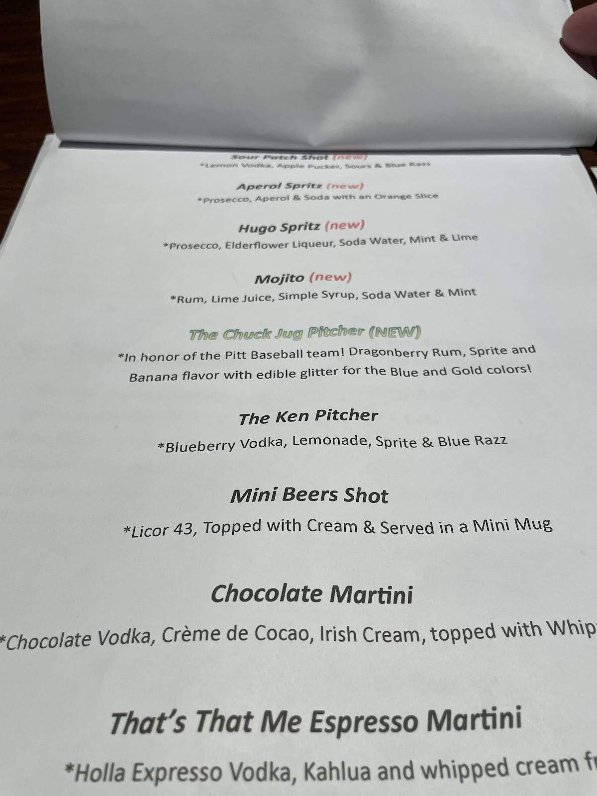 Hemingway's Cafe меню