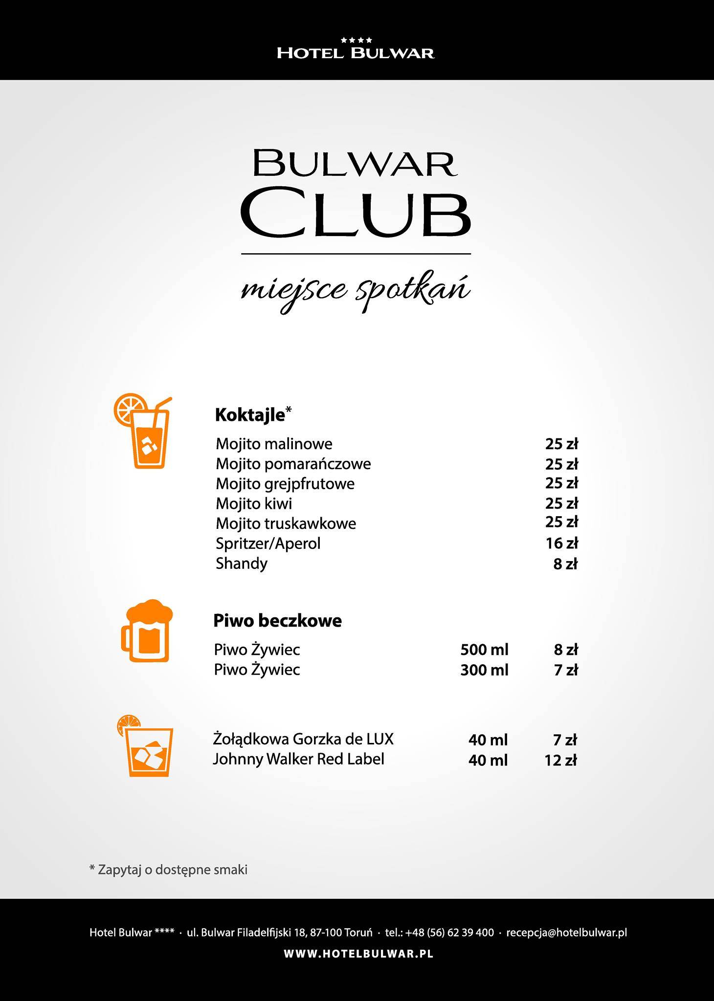 Hotel Bulwar меню