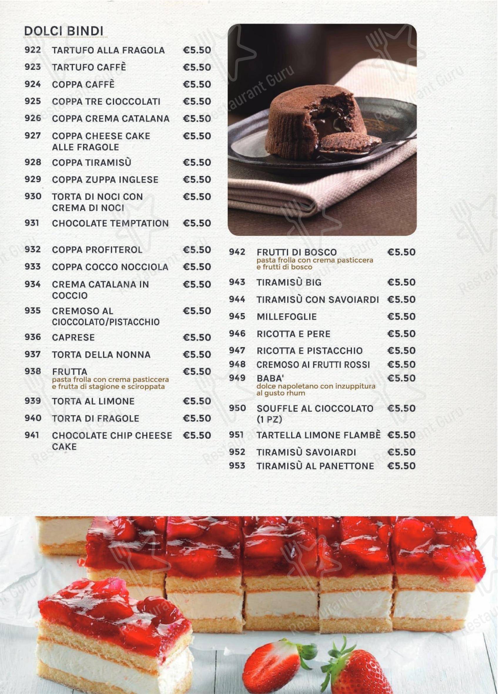 Меню ресторана Ishin Ristorante в Риме